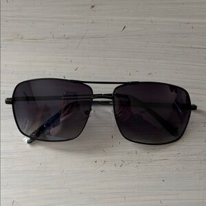 Black Square Aviator Blue Tint Sunglasses